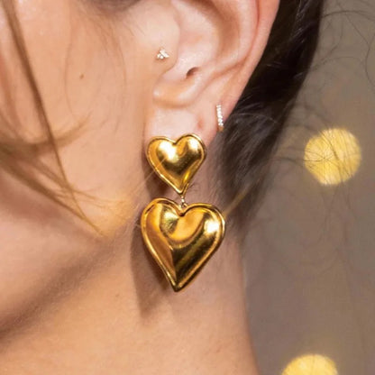 Double Heart SS Earings