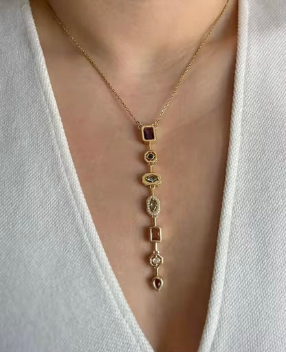 Verticle Gemstone Drop Necklace- 2 Styles