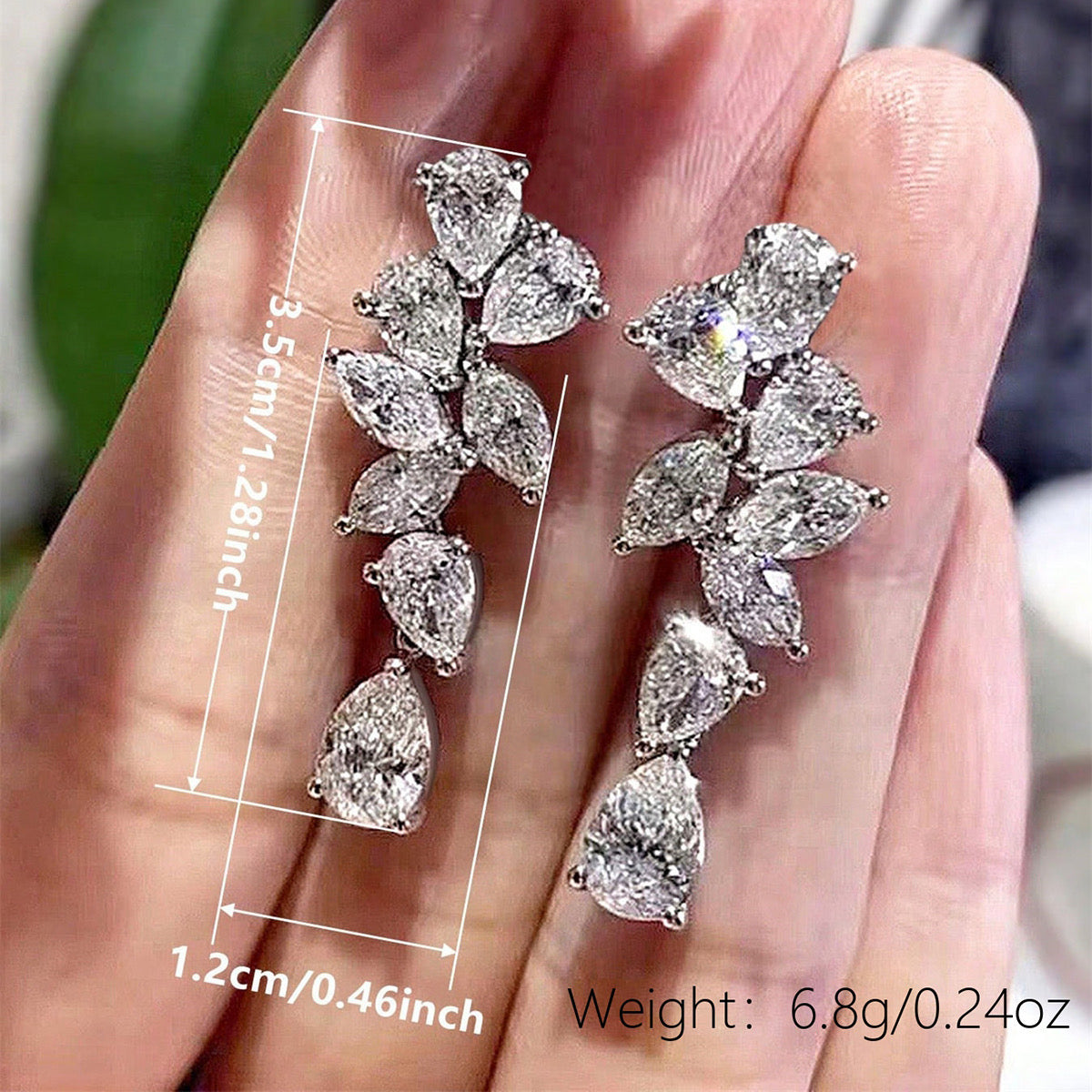 Glam Cascading Teardrop Earrings-Silver
