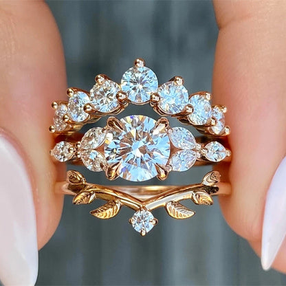Regal Bloom 2 Pc Gold Stacking Rings