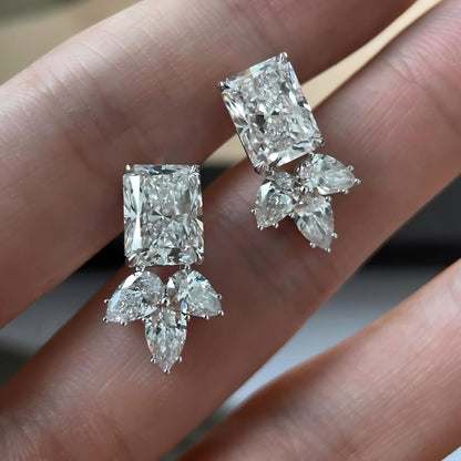 3 Solitaire Stud Earrings- Silver