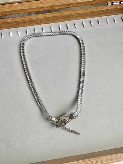 Serpant Baguette Necklace-Silver