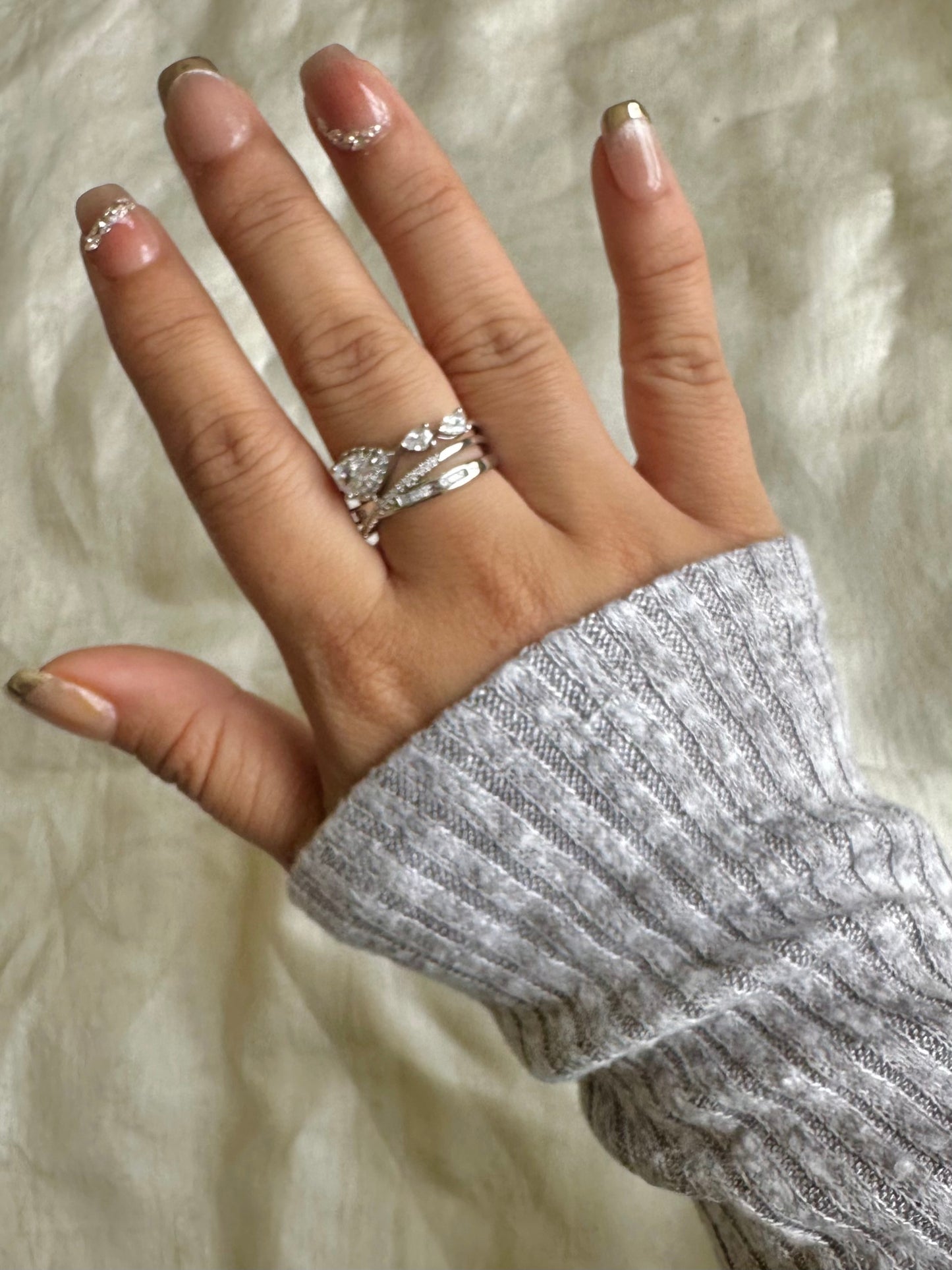 Three Drop Solitaire Ring