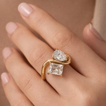 Twin Aura Solitaire Ring