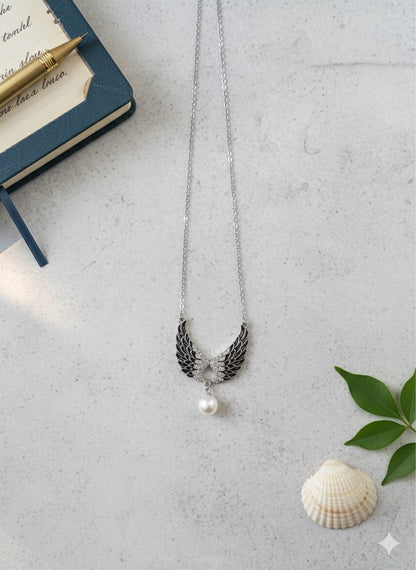 Black Angel Necklace-Silver