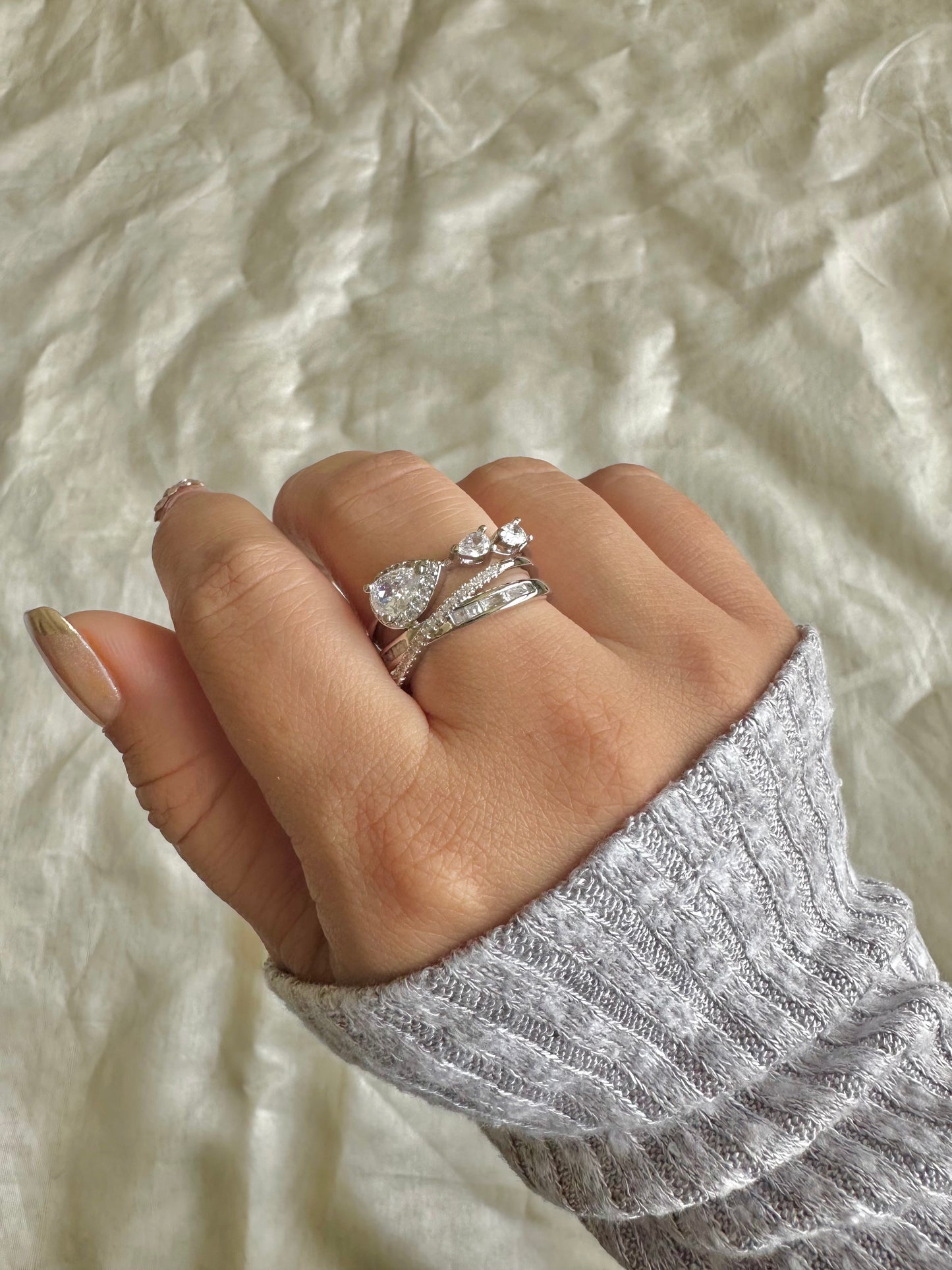Three Drop Solitaire Ring