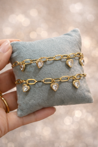 SS Heart Pearl Bracelet- 3 options