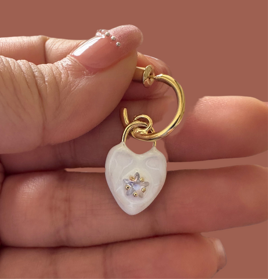 White Heart Star Dangler Earrings