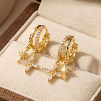 Dangling Starlit Earrings-Gold