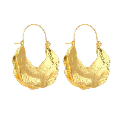 Hammered Hollow Hoop Earrings-Gold & Silver