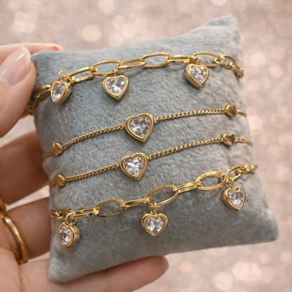 SS Heart Pearl Bracelet- 3 options