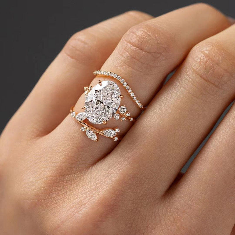 Soft Sparkle Solitaire Trio Ring 3 Pc Set
