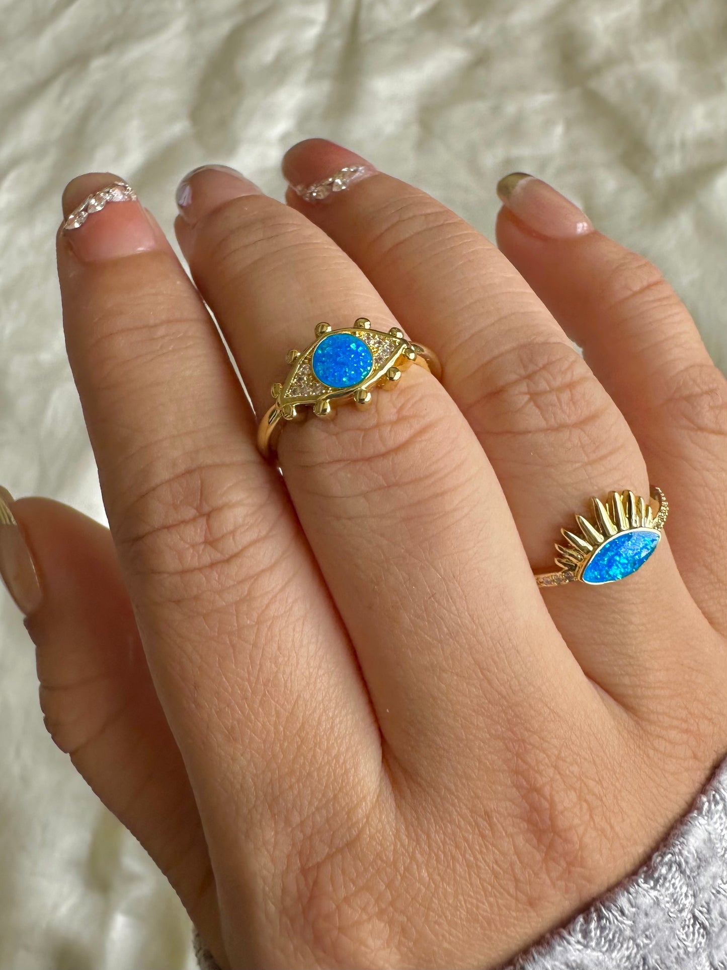 Turquoise Evil Eye Rings-2 Designs