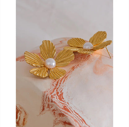 Sunflower Pearl Earrings