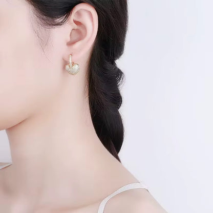 Studded Heart Bali Earrings-Gold & Silver
