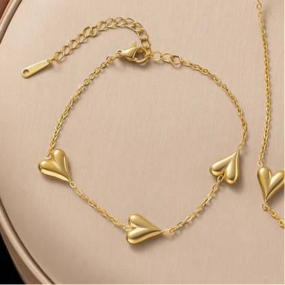 SS Heart Charm Bracelets-3 styles