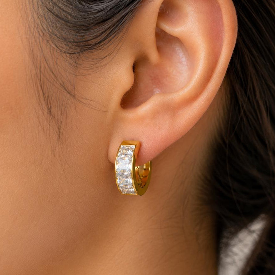 Thick Infinity Hoop Earrings-Gold