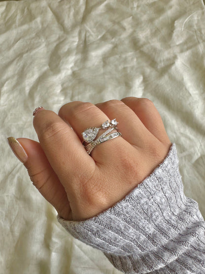 Three Drop Solitaire Ring