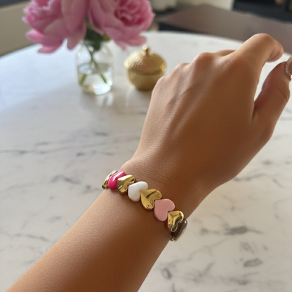 Golden Heart Colorful Stretchy Bracelets-4 Colors