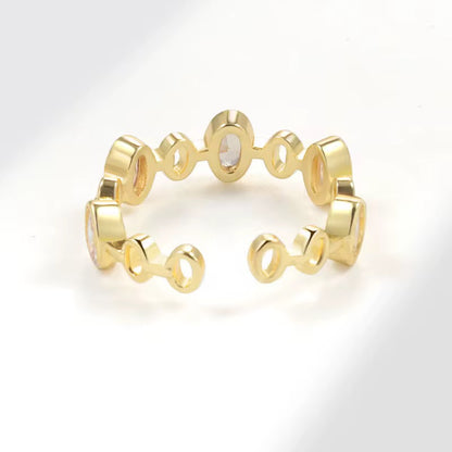Oval Studded Ring-Silver and Gold