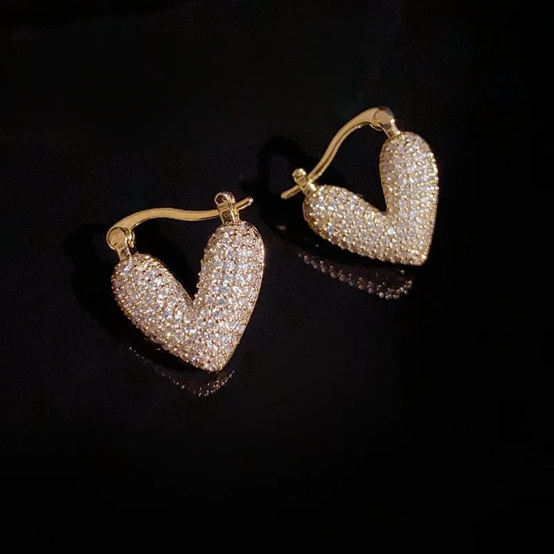 Studded Heart Bali Earrings