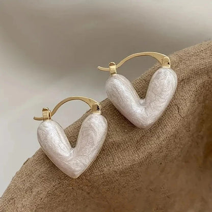 Enamel Heart Medium Earrings