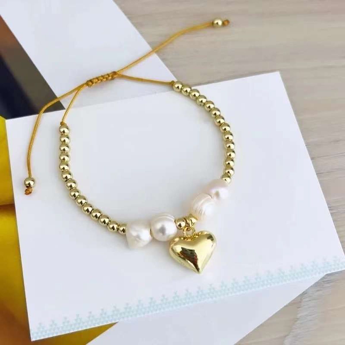 Heart Pearl Thread Adjustable Bracelet