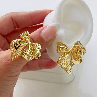 Mesh Bow Stud Earrings