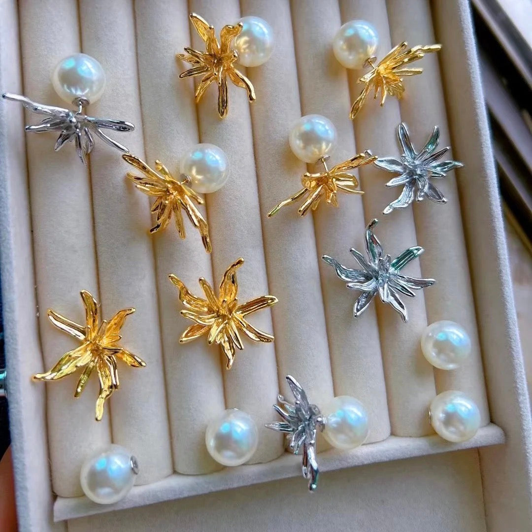 Wild Lily Pearl Sandwich  Earrings