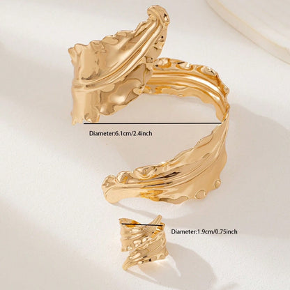 Wrapping Leaf Bracelet + Ring -Gold Set