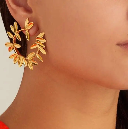 Brass Floral Wreathe Earrings