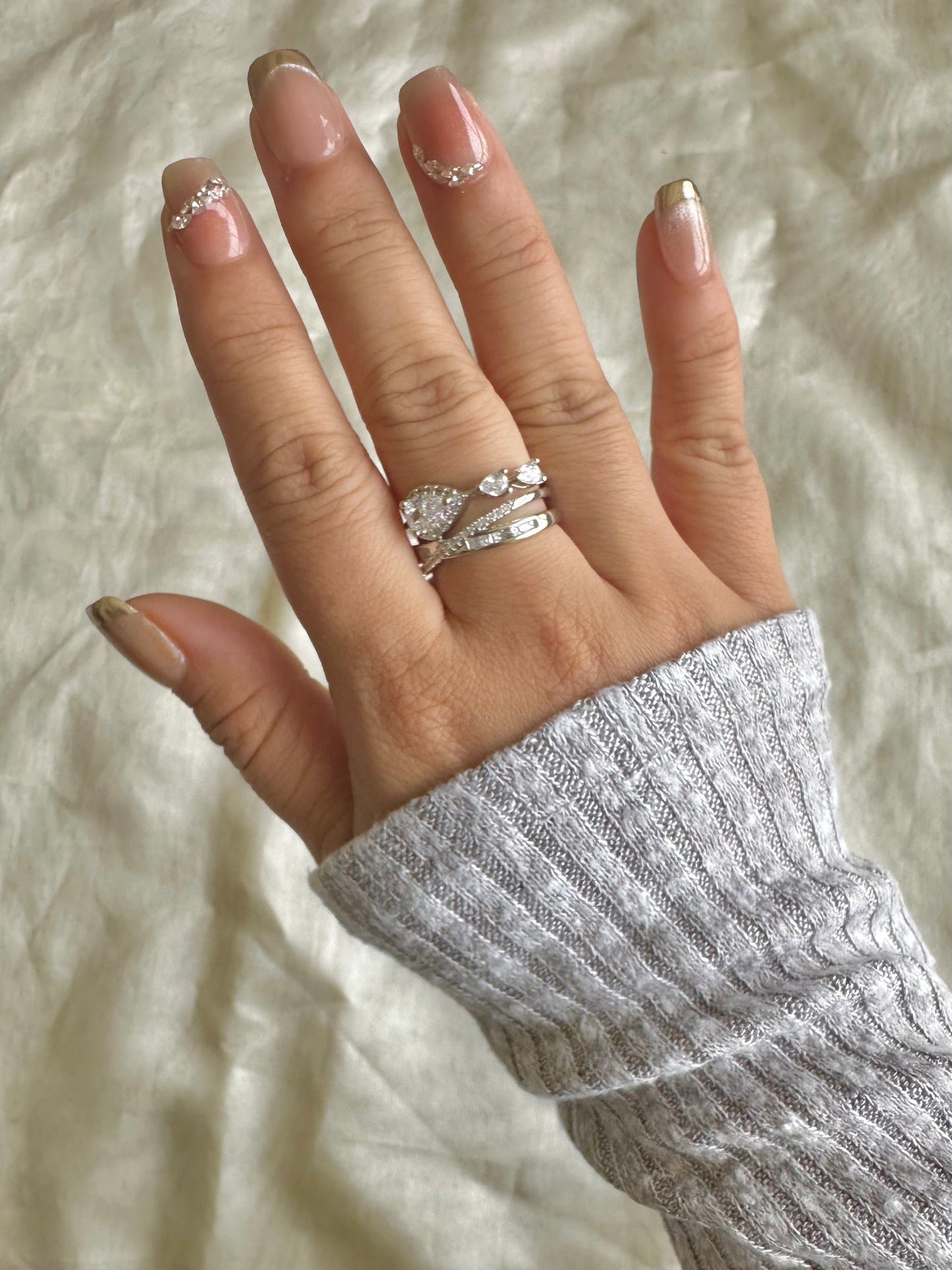 Three Drop Solitaire Ring