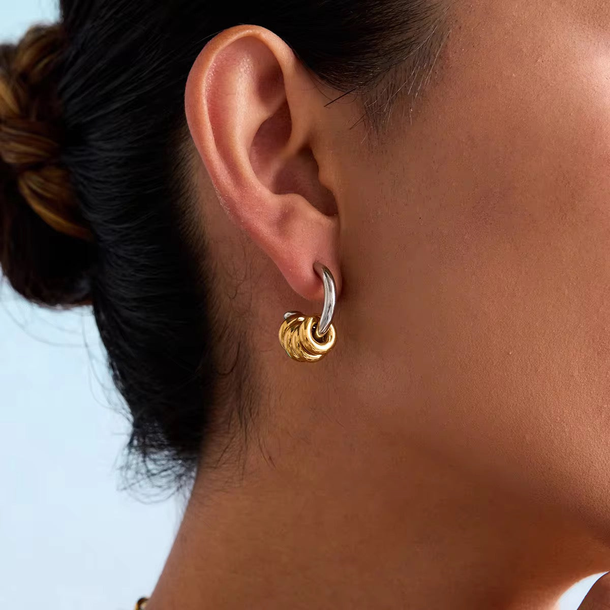 Ringed Mini SS Hoop Studs