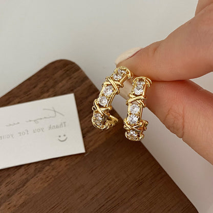 Signature X Hoop Earrings-Gold