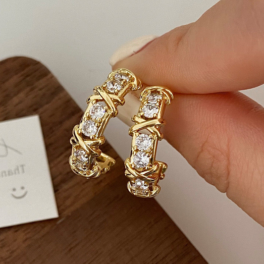 Signature X Hoop Earrings-Gold