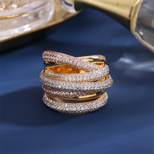 Premium Inlay Layered 3 Tone Statement Ring