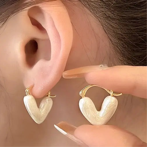 Enamel Heart Medium Earrings
