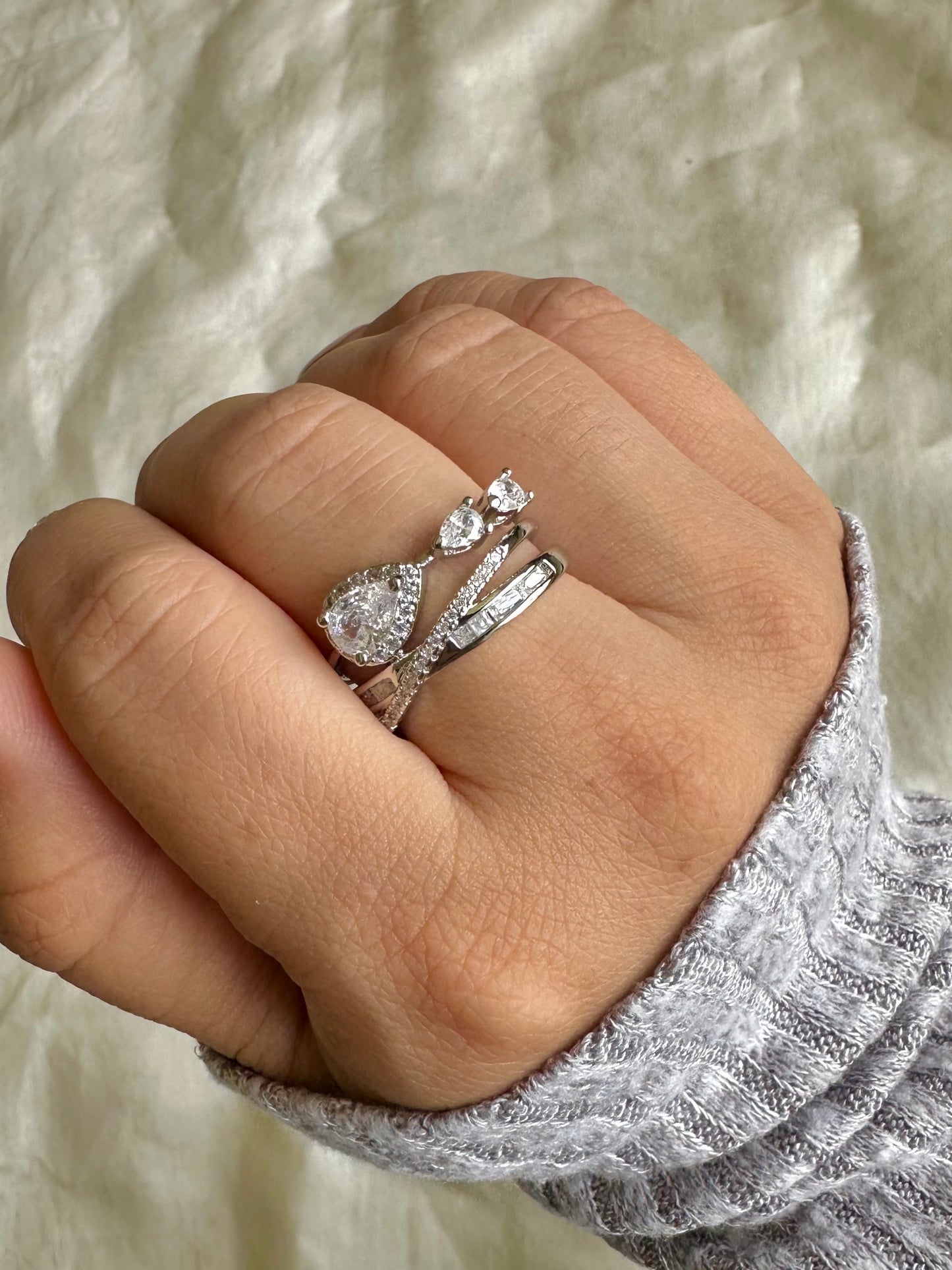 Three Drop Solitaire Ring