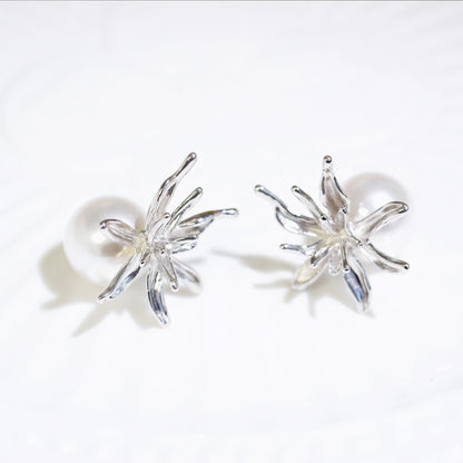 Wild Lily Pearl Sandwich  Earrings