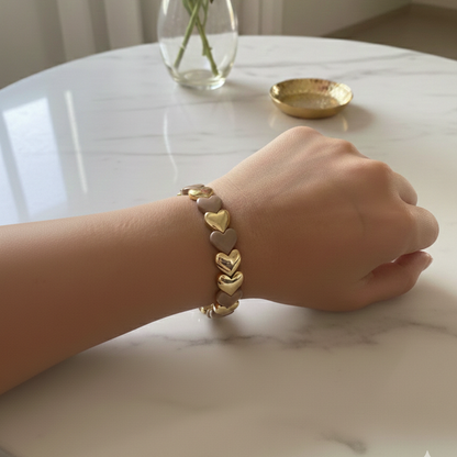 Golden Heart Colorful Stretchy Bracelets-4 Colors