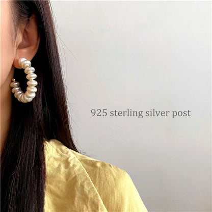 Large Pearl Hoops