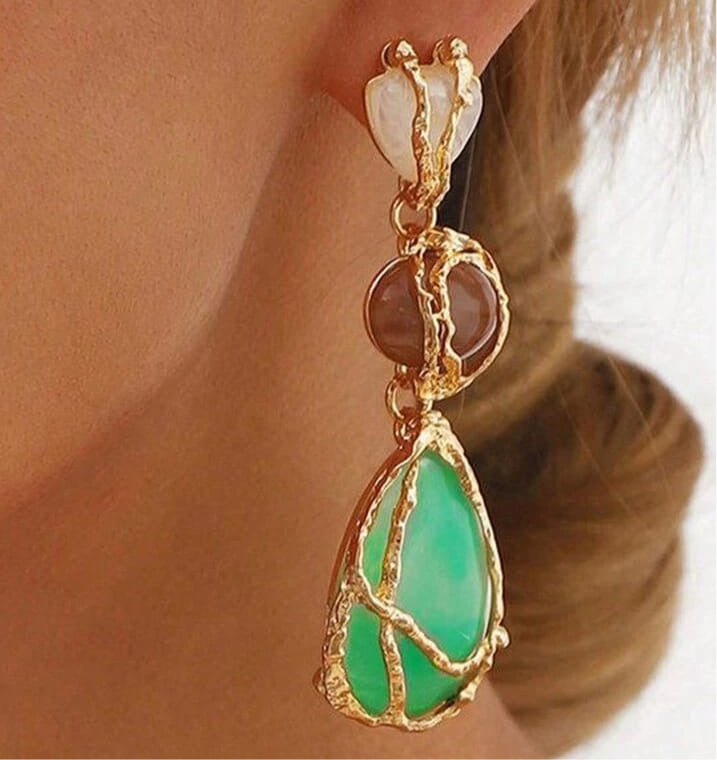 Pastel Stone Dangling Earrings