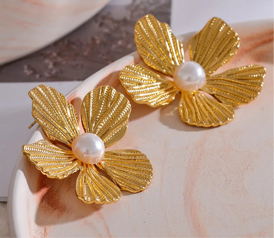 Sunflower Pearl Earrings