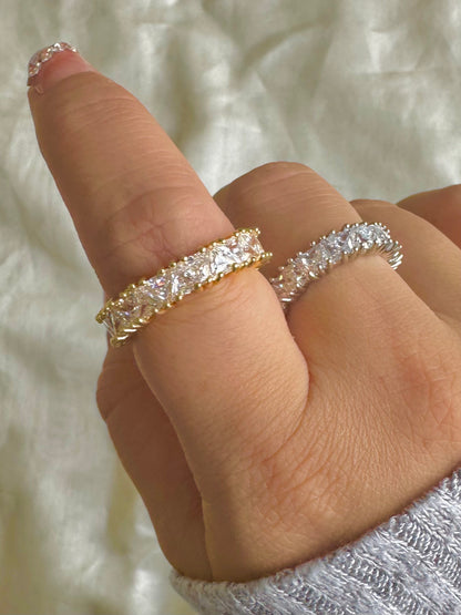 Triangular Eternity Ring-Gold & Silver
