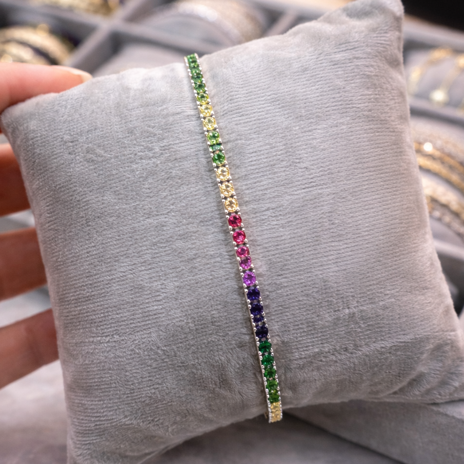 Rainbow Silver Luxe Trnnis Bracelet