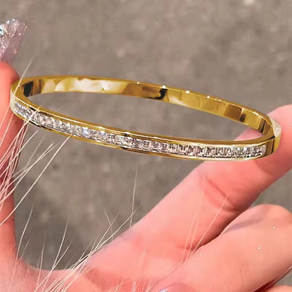 Flat Tennis Openable Kada SS Bracelet- Gold