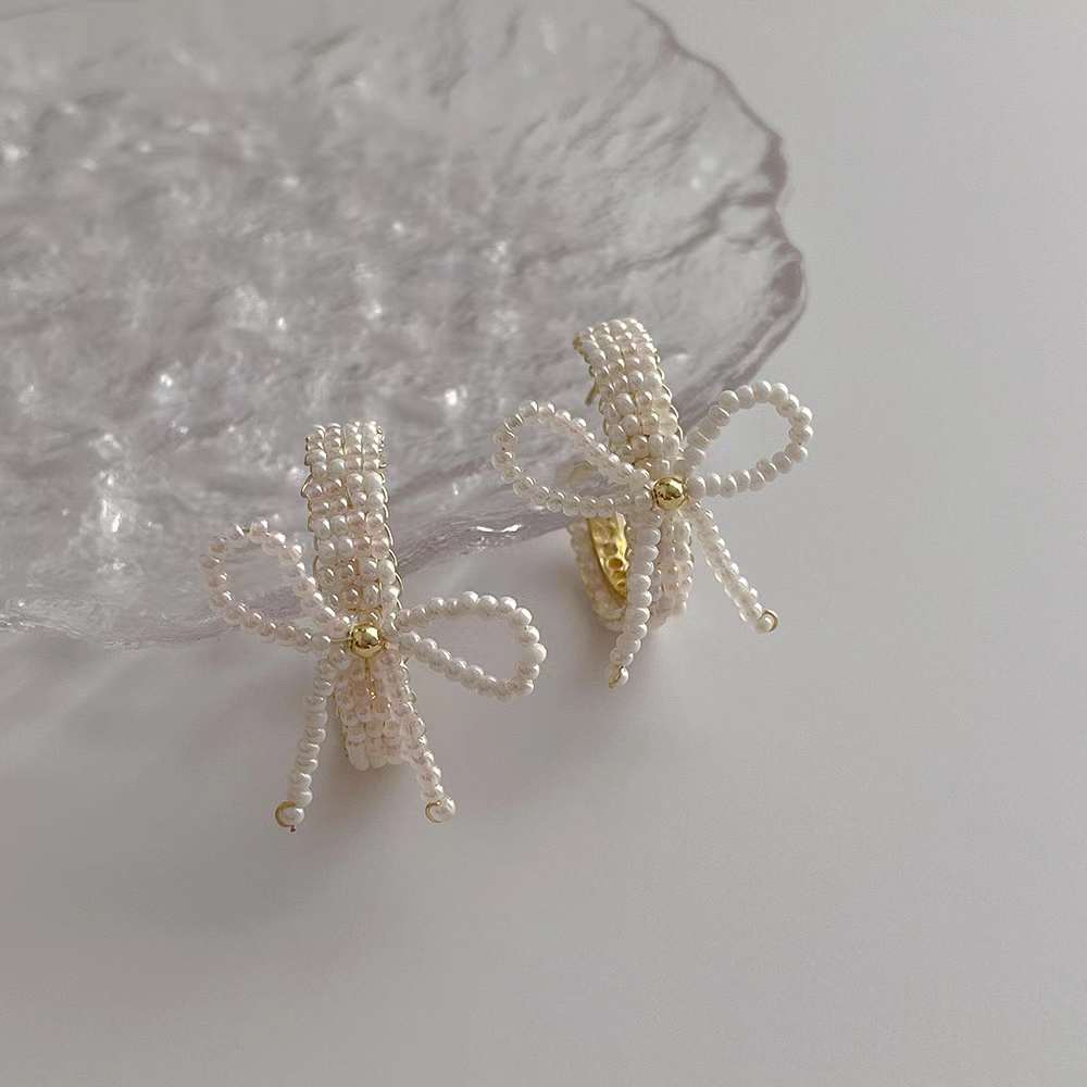 Pearl Bow Hoops