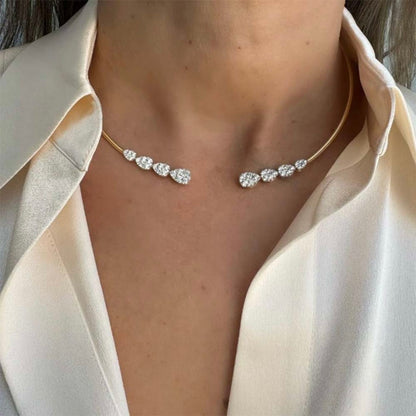 Four Solitaire Gold Choker Necklace