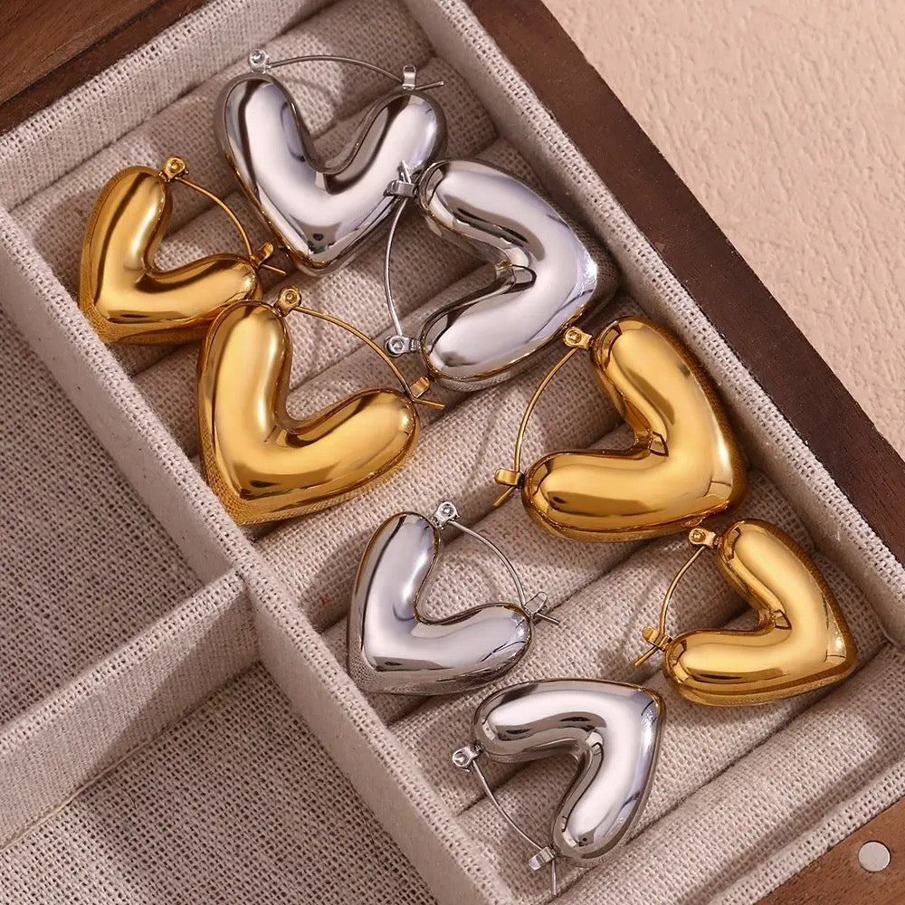 Heart Solid SS Bali -Gold