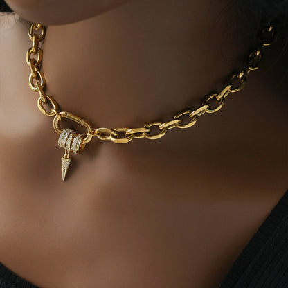Carabiner Spike Necklace-Gold